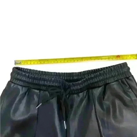 ASOS DESIGN leather look straight leg drawstring pant with seam detail US 6 - Picture 8 of 12